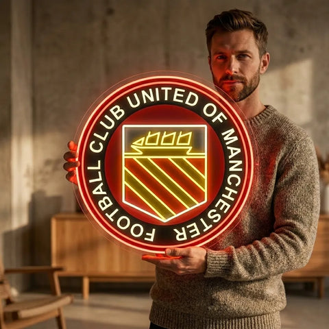 Letrero de neón del F.C. United de Manchester