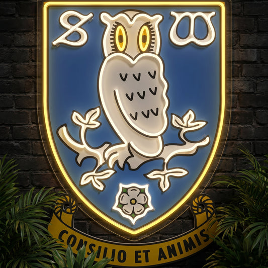 Letrero de neón de los escudos de Sheffield Wednesday