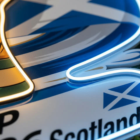 Letrero de neón de las Selecciones Nacionales de Escocia
