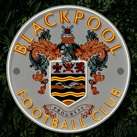 Letrero de neón del escudo de Blackpool FC