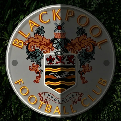 Letrero de neón del escudo de Blackpool FC