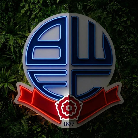 Letrero de neón del escudo de Bolton Wanderers