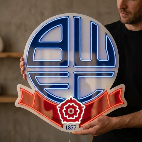 Letrero de neón del escudo de Bolton Wanderers
