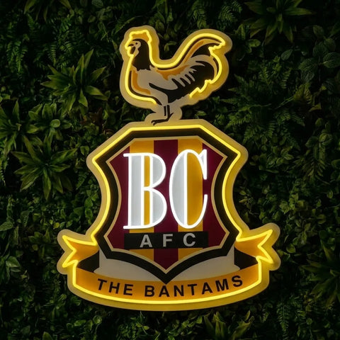 Letrero de neón del escudo de Bradford City