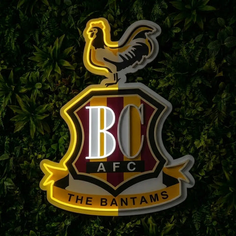 Letrero de neón del escudo de Bradford City