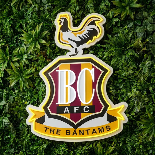 Letrero de neón del escudo de Bradford City