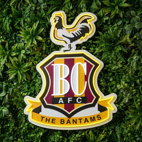 Letrero de neón del escudo de Bradford City