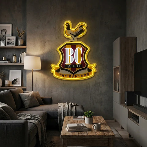 Letrero de neón del escudo de Bradford City