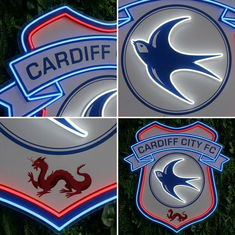 Letrero de neón del escudo de Cardiff City