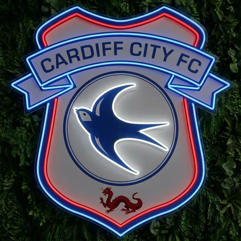 Letrero de neón del escudo de Cardiff City