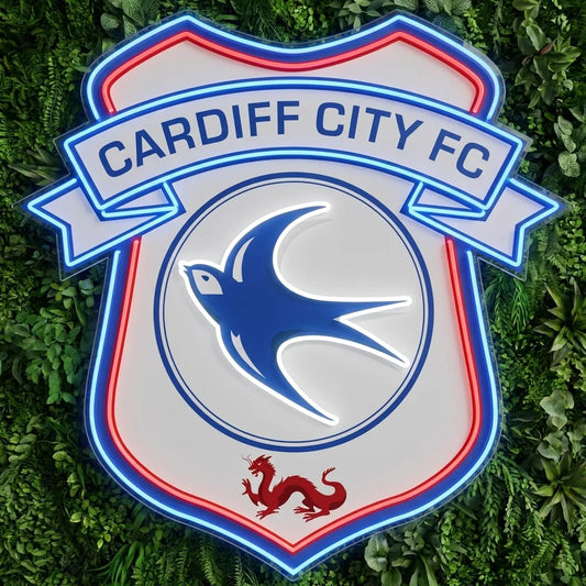 Letrero de neón del escudo de Cardiff City