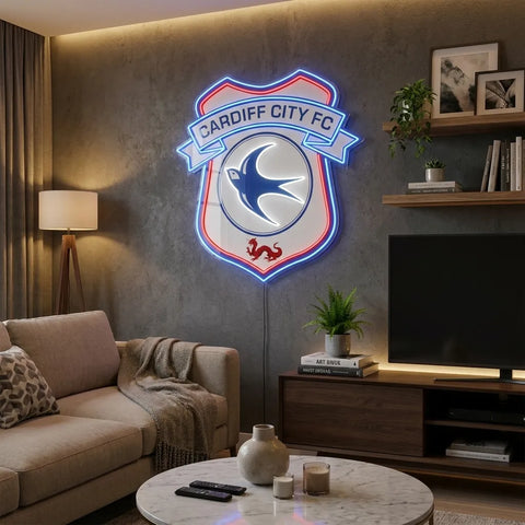 Letrero de neón del escudo de Cardiff City