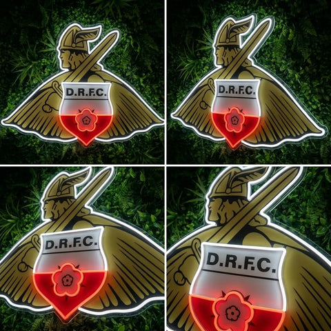 Letrero de neón del escudo de Doncaster Rovers