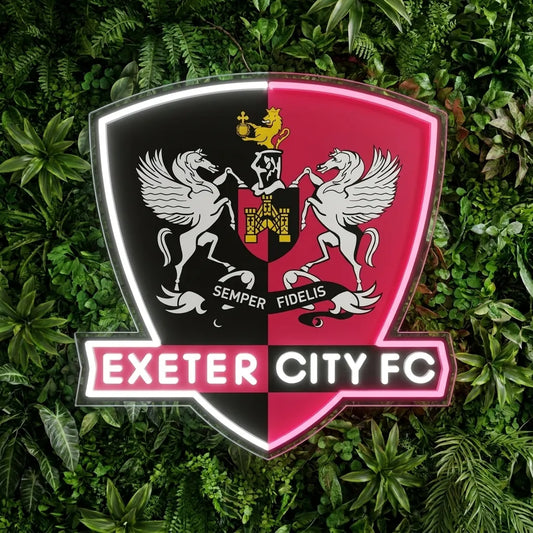 Letrero de neón del escudo de Exeter City