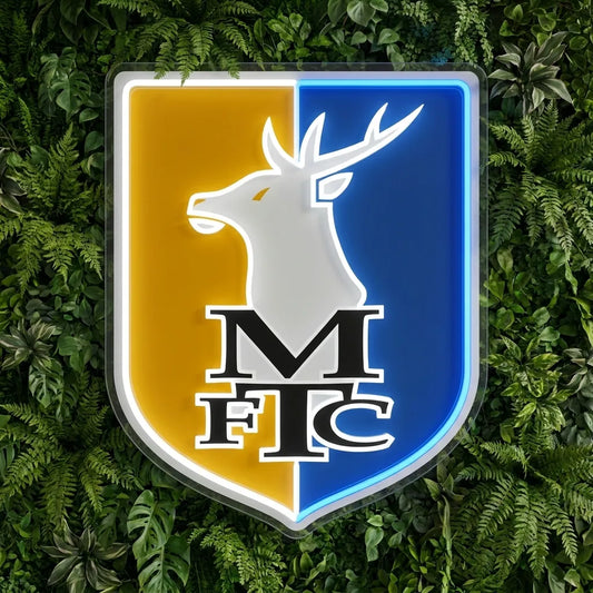 Letrero de neón del escudo de Mansfield Town