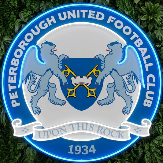 Letrero de neón del escudo de Peterborough United