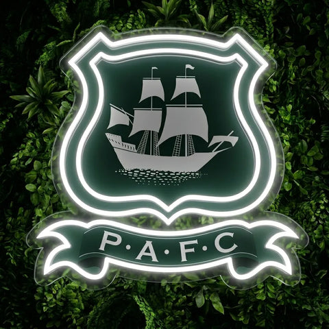 Letrero de neón del escudo de Plymouth Argyle