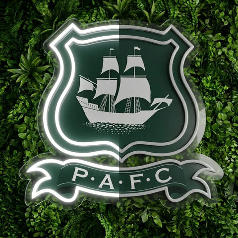 Letrero de neón del escudo de Plymouth Argyle