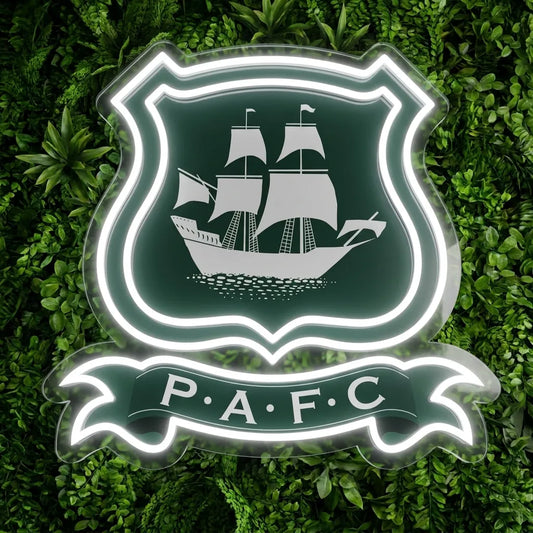 Letrero de neón del escudo de Plymouth Argyle