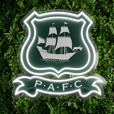 Letrero de neón del escudo de Plymouth Argyle