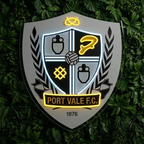 Letrero de neón del escudo de Port Vale FC