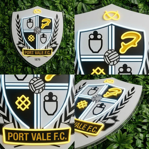 Letrero de neón del escudo de Port Vale FC