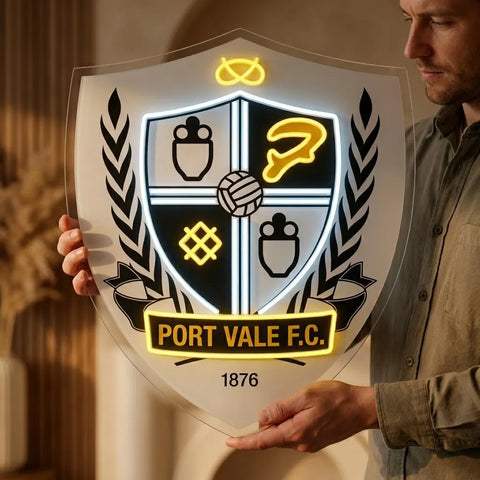 Letrero de neón del escudo de Port Vale FC