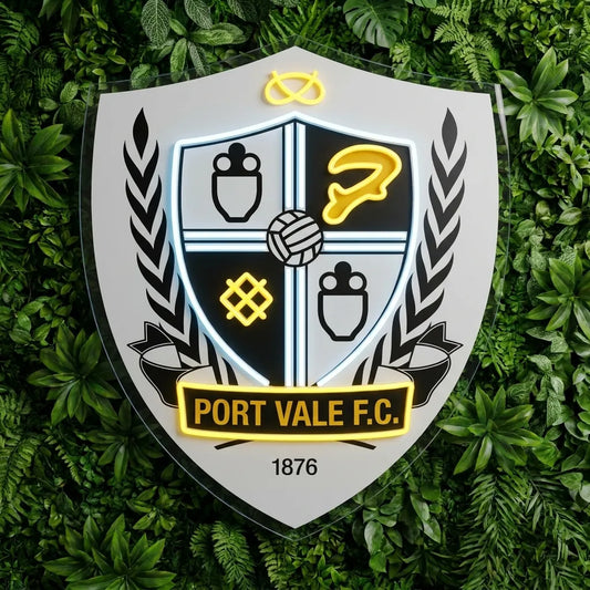 Letrero de neón del escudo de Port Vale FC