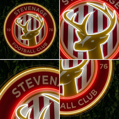 Letrero de neón del escudo de Stevenage FC