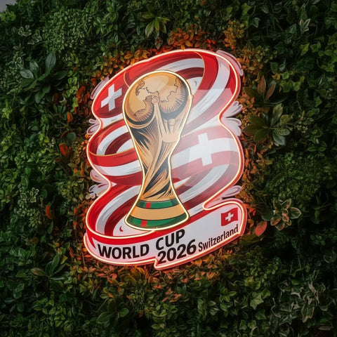 Letrero de neón de la Selección Nacional de Suiza