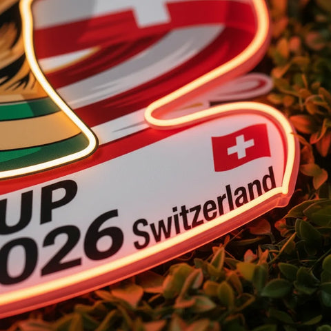 Letrero de neón de la Selección Nacional de Suiza