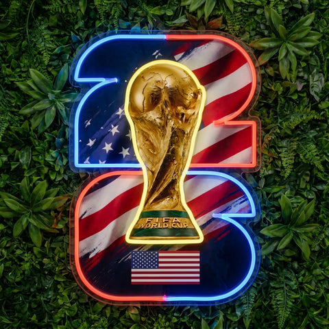 Letrero de neón de la Copa del Mundo de Houston