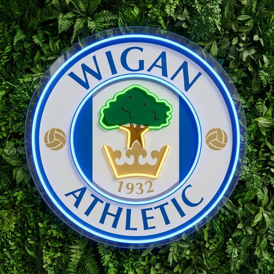 Letrero de neón del escudo de Wigan Athletic