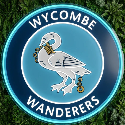 Letrero de neón del escudo de Wycombe Wanderers