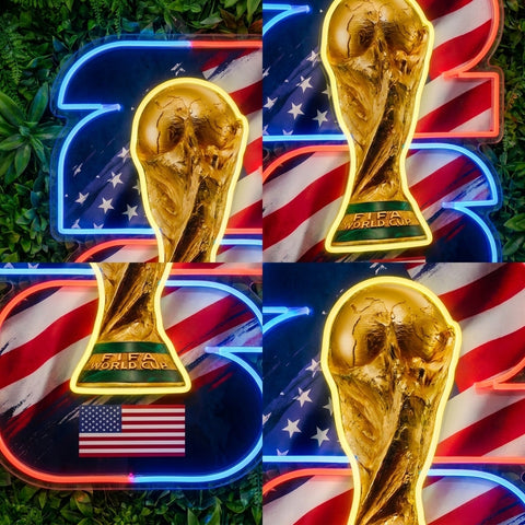 Letrero de neón de la Copa del Mundo de Houston
