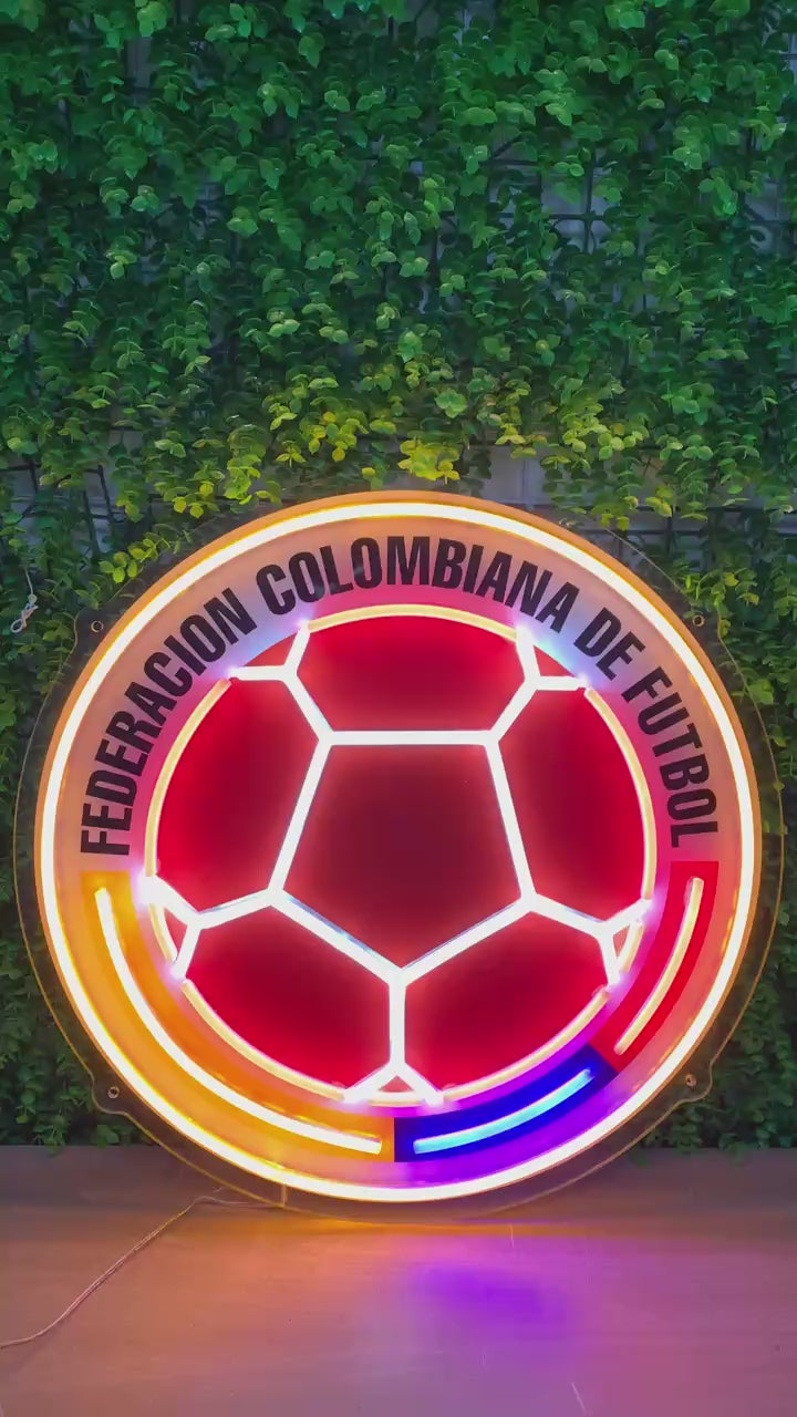 Letrero de neón de Colombiana de fútbol